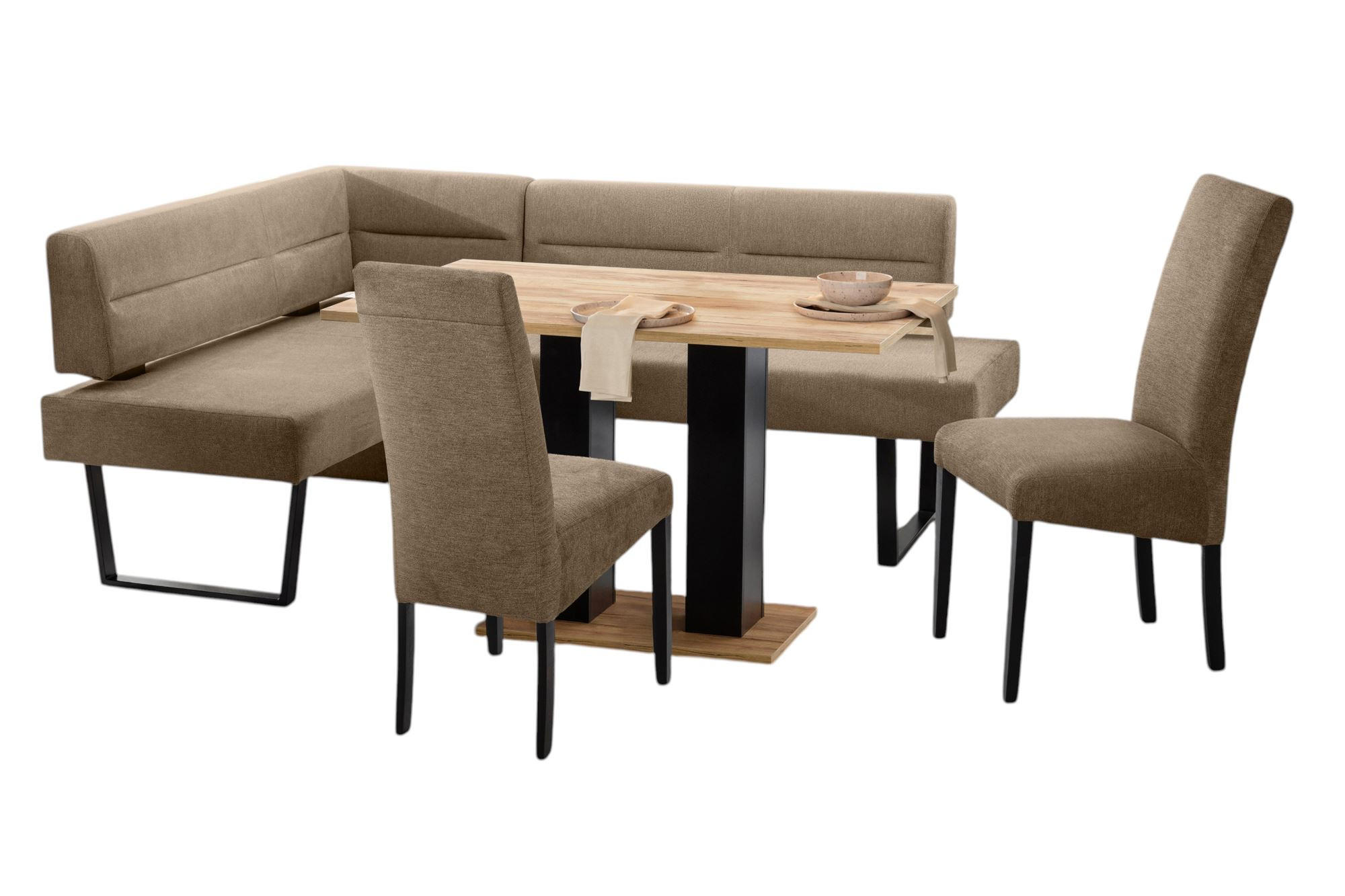 ECKBANKGRUPPE Modern Doralyn 1 für 7 Personen Microfaser Schwarz/Braun - Schwarz/Braun, Kunststoff (155/85/195cm) - 58aufmkessel