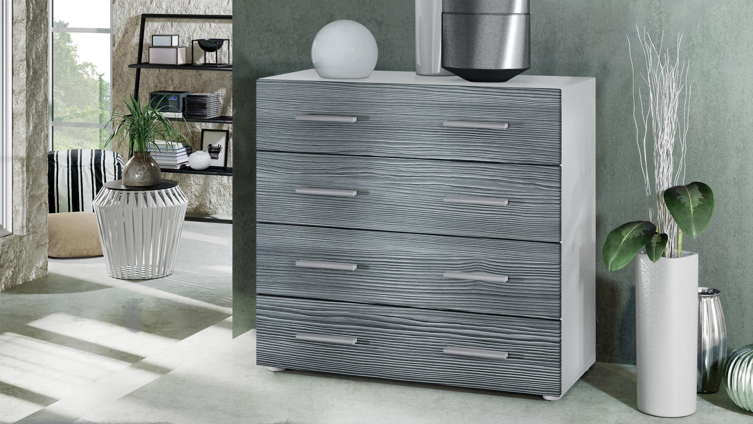 KOMMODE Pavos Avola-Anthrazit - Anthrazit, Holzwerkstoff (76/72/35cm) - Vladon
