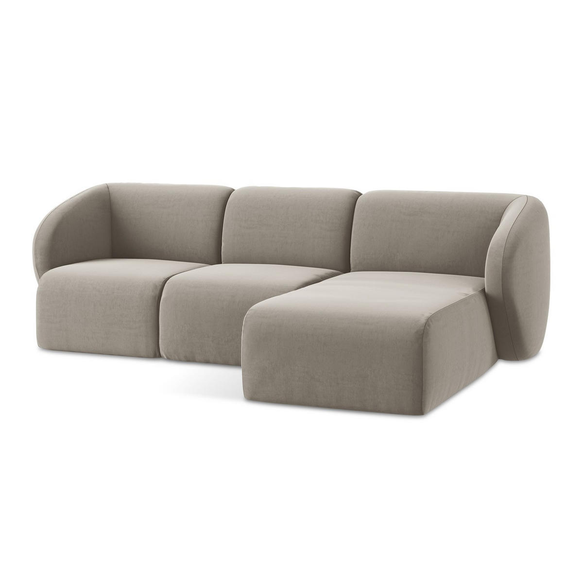 ECKSOFA Rechts Samt Stoff Grau - Taupe/Schwarz, Holzwerkstoff/Kunststoff (248/166cm) - LaMiaSofa