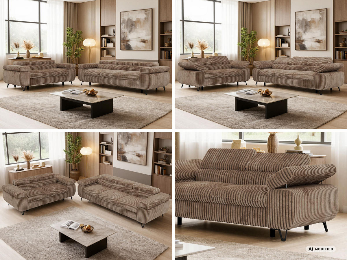 SEDACÍ SOUPRAVA PETER 2+3 - Hnědá Manšestr - černá/hnědá, kov/textil (262/76/99cm) - MKS