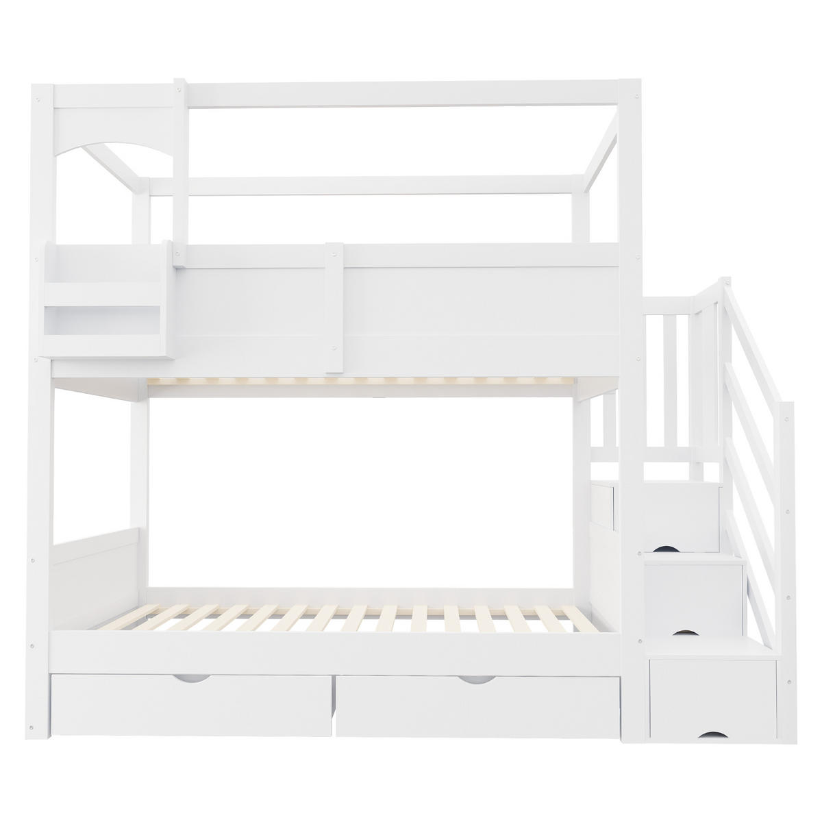 KINDER-ETAGENBETT 90*200 cm im Hüttenstil mit Tafel, Weiß - Weiß, Holz (90/200cm) - FLIEKS