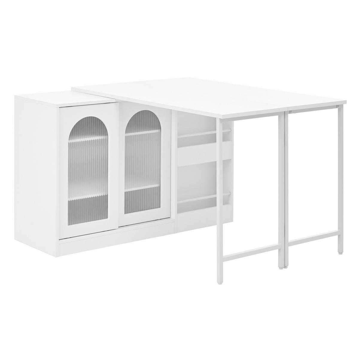 BAROVÝ stůl 121,5/40/76,7 cm s otočnou deskou 360° a úložným prostorem, Bílá - bílá, kompozitní dřevo (121.5/40/76.7cm) - Redom