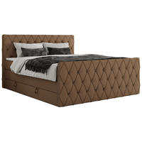 BOXSPRINGBETT MIREN KING DUO 140/200 Braun Kunstleder - H4 - Braun, Holz/Textil (140/200cm) - MKS