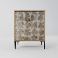 SIDEBOARD SLIGHTLY BLURRED, Eichefarben, 57,5x42x72,5 cm, Schwarze Metallfüße - Eichefarben/Multicolor, Holzwerkstoff/Metall (57.5/72.5/42cm) - SpaceRebels