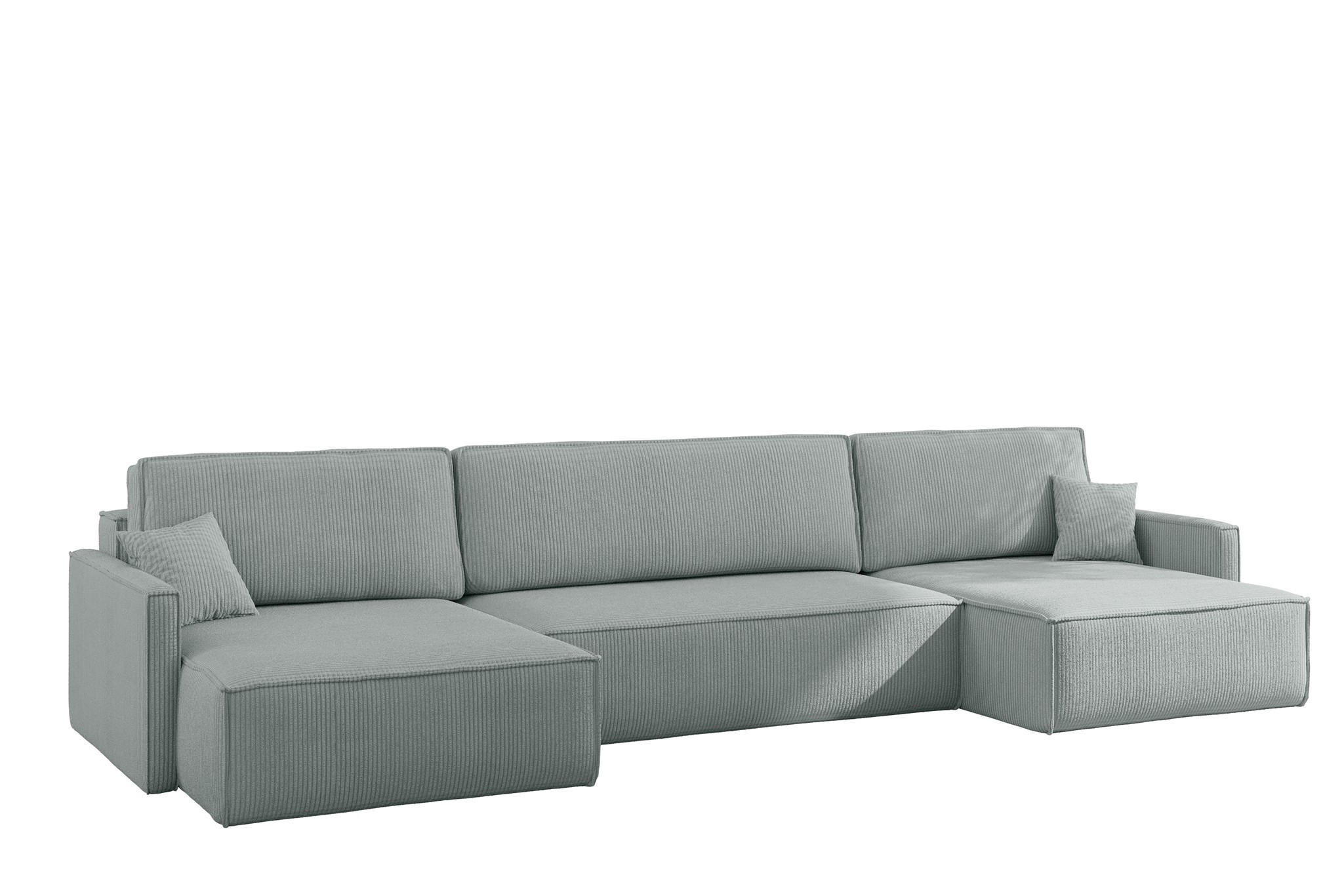 WOHNLANDSCHAFT Louis Scala - Salbeigrün, Holzwerkstoff/Textil (348/83/142cm) - Fun Möbel