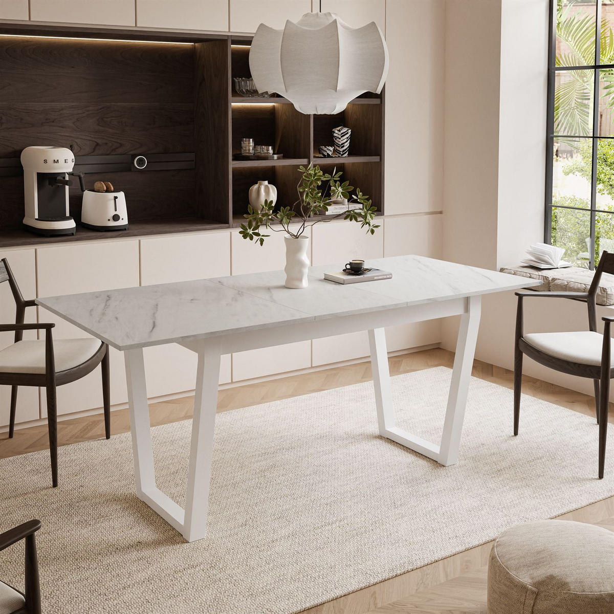 ESSTISCH ARTON II ausziehbarer Tisch 140-195 cm für 6-8 Personen - Multicolor/Weiß, Holzwerkstoff/Metall (140/80/77cm) - Lookway
