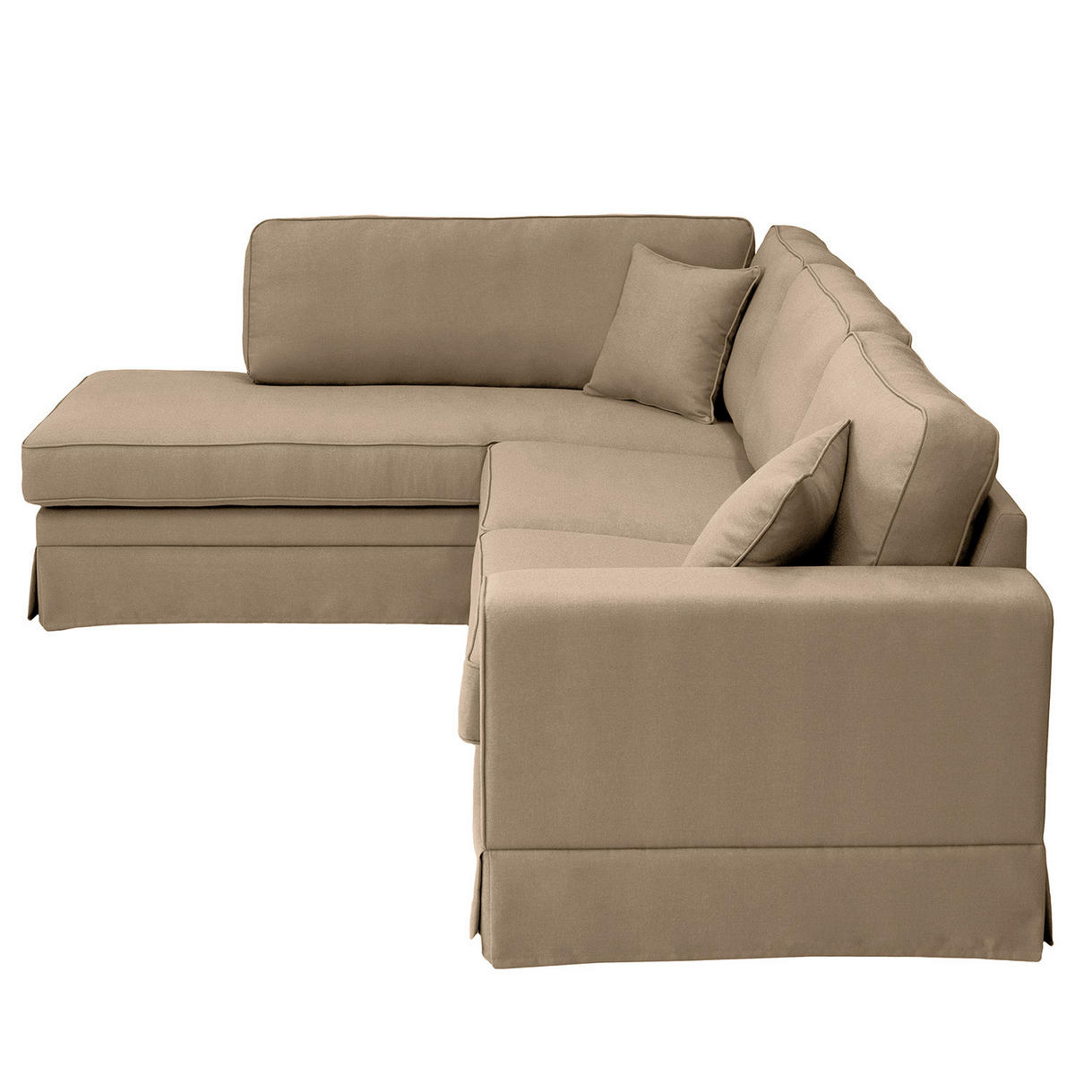 ECKSOFA mit Husse - Ottomane, Webstoff - Hellbraun/Schwarz, Kunststoff/Textil (297/210cm) - home24