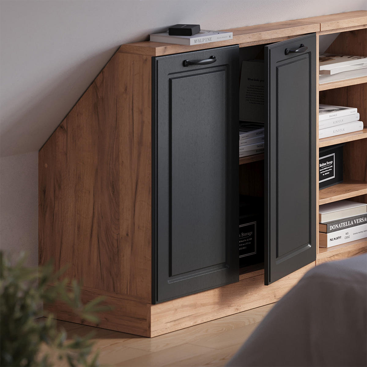 ŠIKMÁ SKRIŇA Rion Antracitový vidiecky dom/zlatokraftový dub - dub medový/antracitová, kompozitné drevo (80/81.6/46cm) - Vicco
