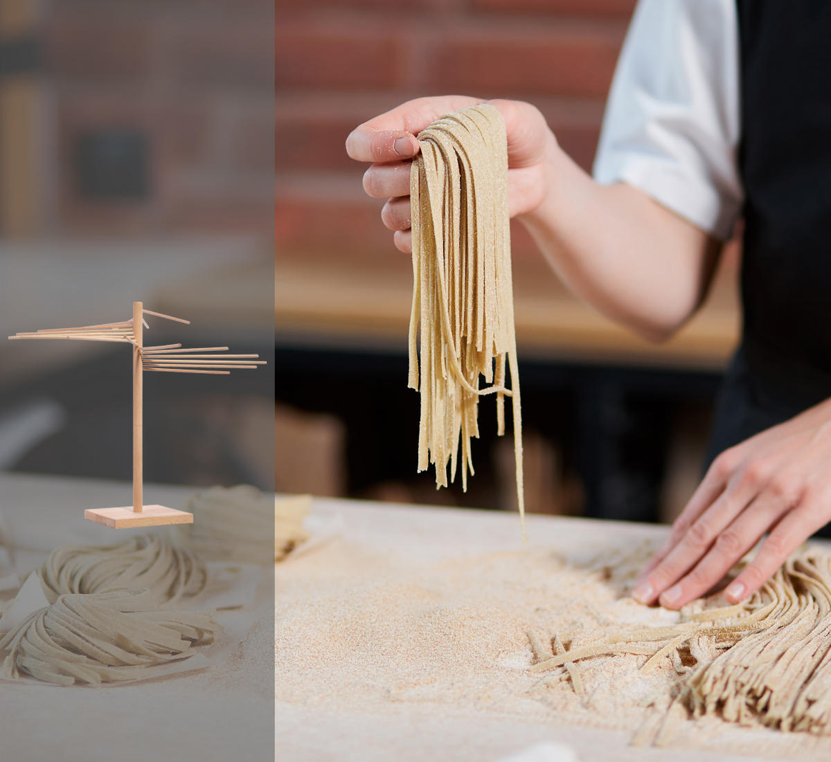 PASTATROCKNER inkl. Booklet "Pasta Pasta" 50 cm - Braun, Holz (31/4/32cm) - Sänger