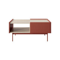 COUCHTISCH Color Keramikrot / Eiche Linea 97 / 65 / 45cm - Hellbraun/Rot, Holz/Holzwerkstoff (65/97/45cm) - Feldmann-Wohnen