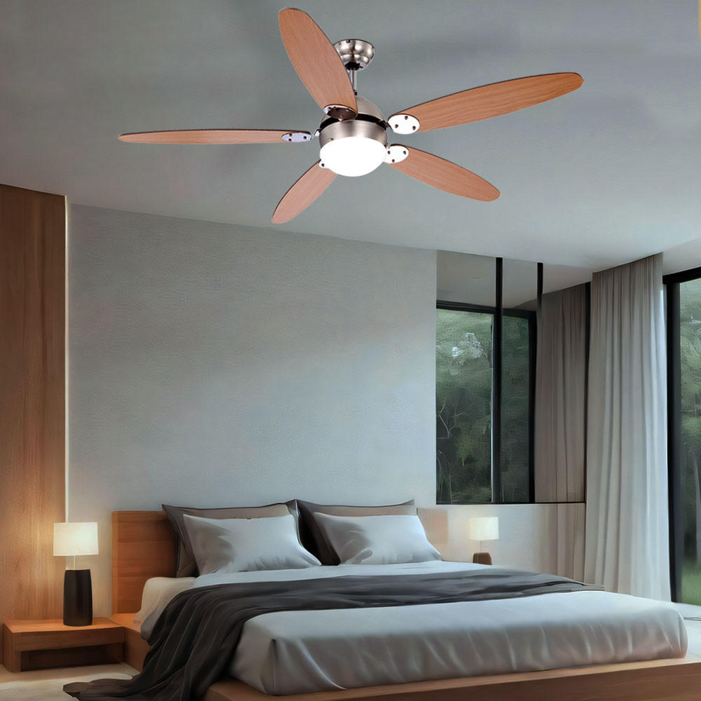 DECKENVENTILATOR AZURA Holzoptik Braun - Braun, Glas (132/132/40.6cm) - Globo Lighting