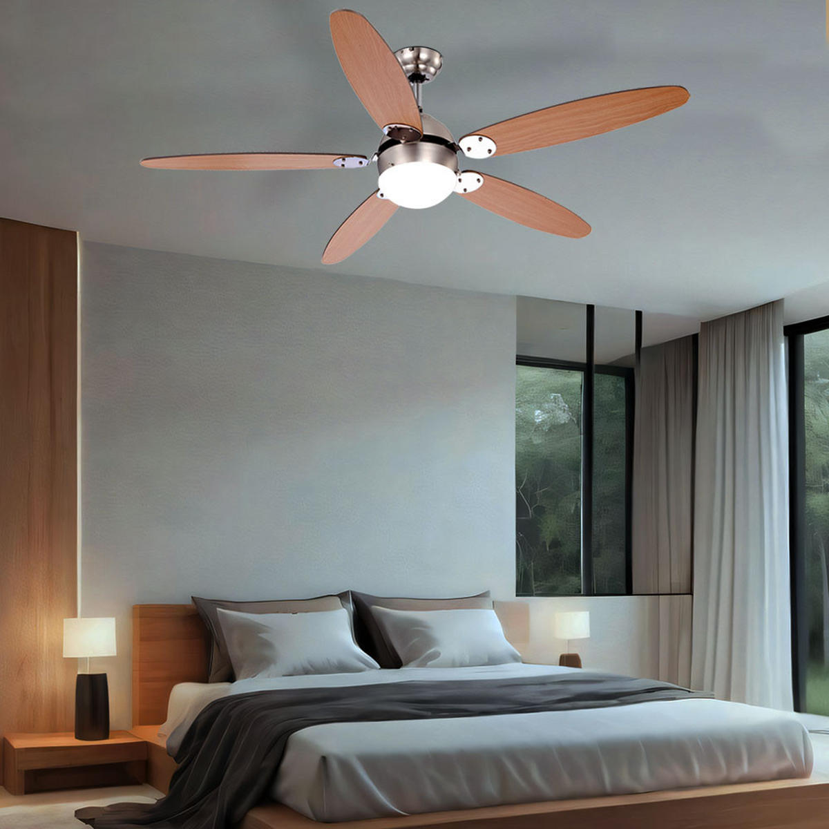 DECKENVENTILATOR AZURA Holzoptik Braun - Braun, Glas (132/132/40.6cm) - Globo Lighting