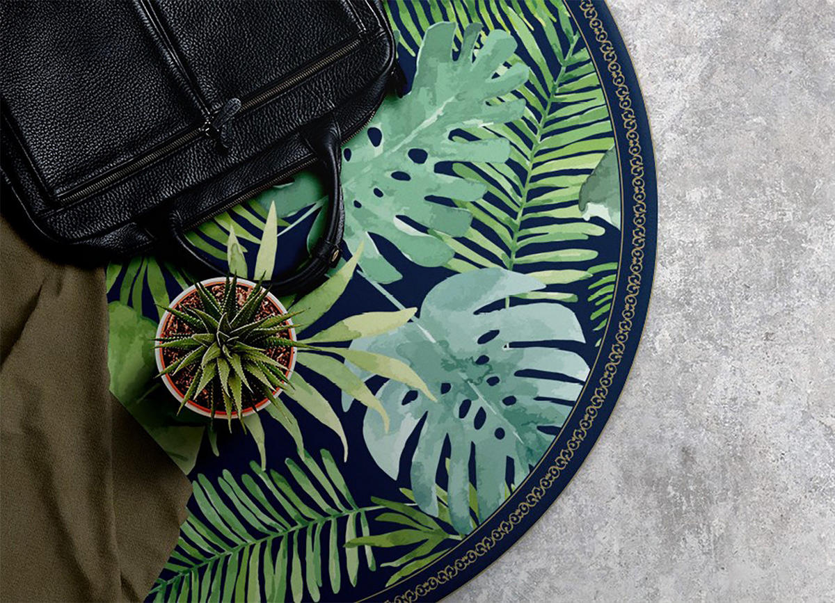 VINYL TEPPICH Ø100 cm Tropische Blätter - Grün, Kunststoff (100/100cm) - TULUP