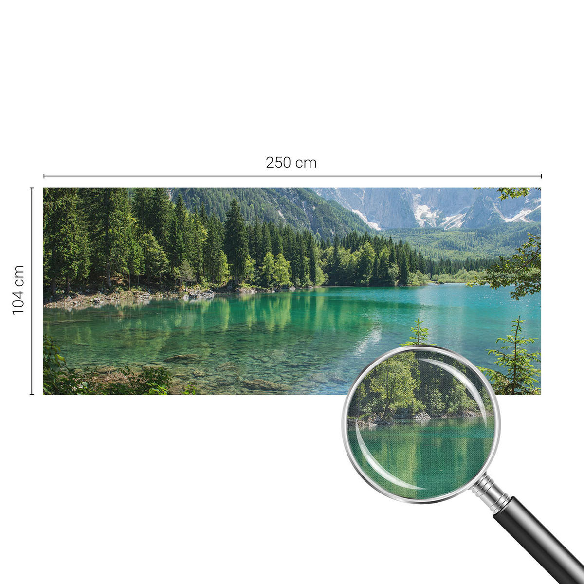 FOTOTAPETE 250x104 cm - Grüner See - Grün, Textil (250/104cm) - Wallfluent