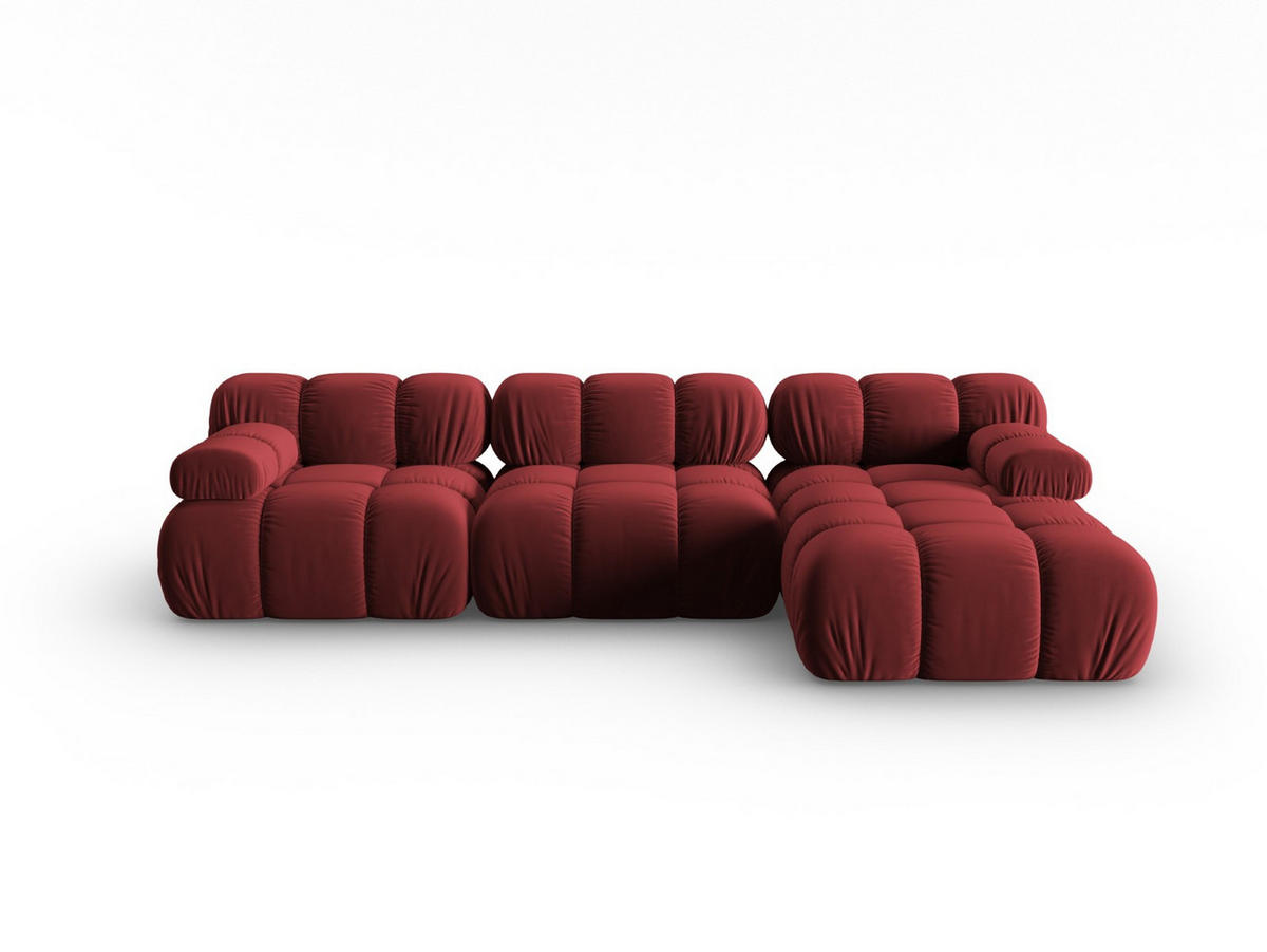 MODULARES-ECKSOFA rechts Bellis aus Samt dunkelrot 4 Sitzplätze - Dunkelrot, Textil (122/285cm) - Micadoni