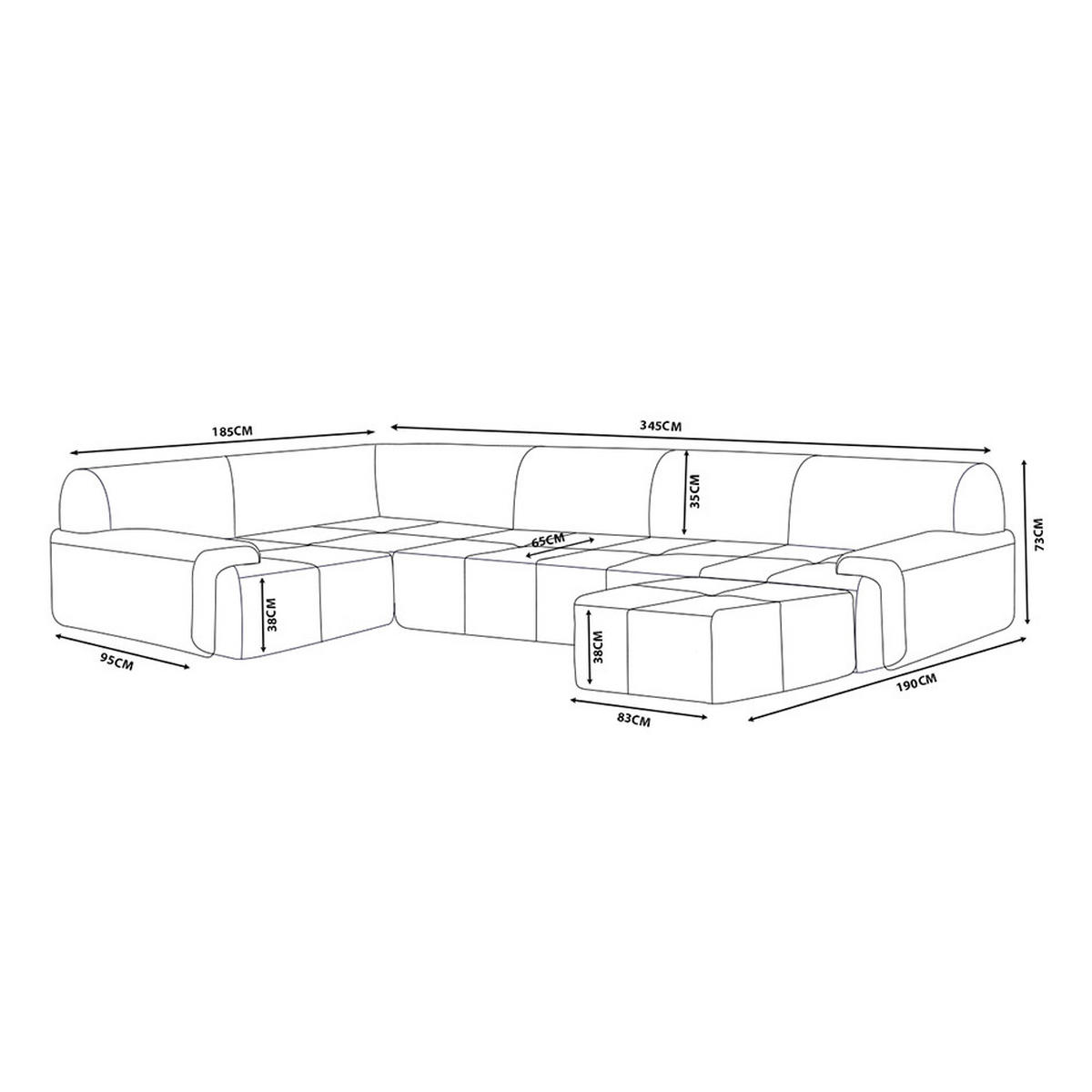WOHNLANDSCHAFT Chenille Elfenbeinweiß - Creme, Textil (345/73/190cm) - MILYsofa