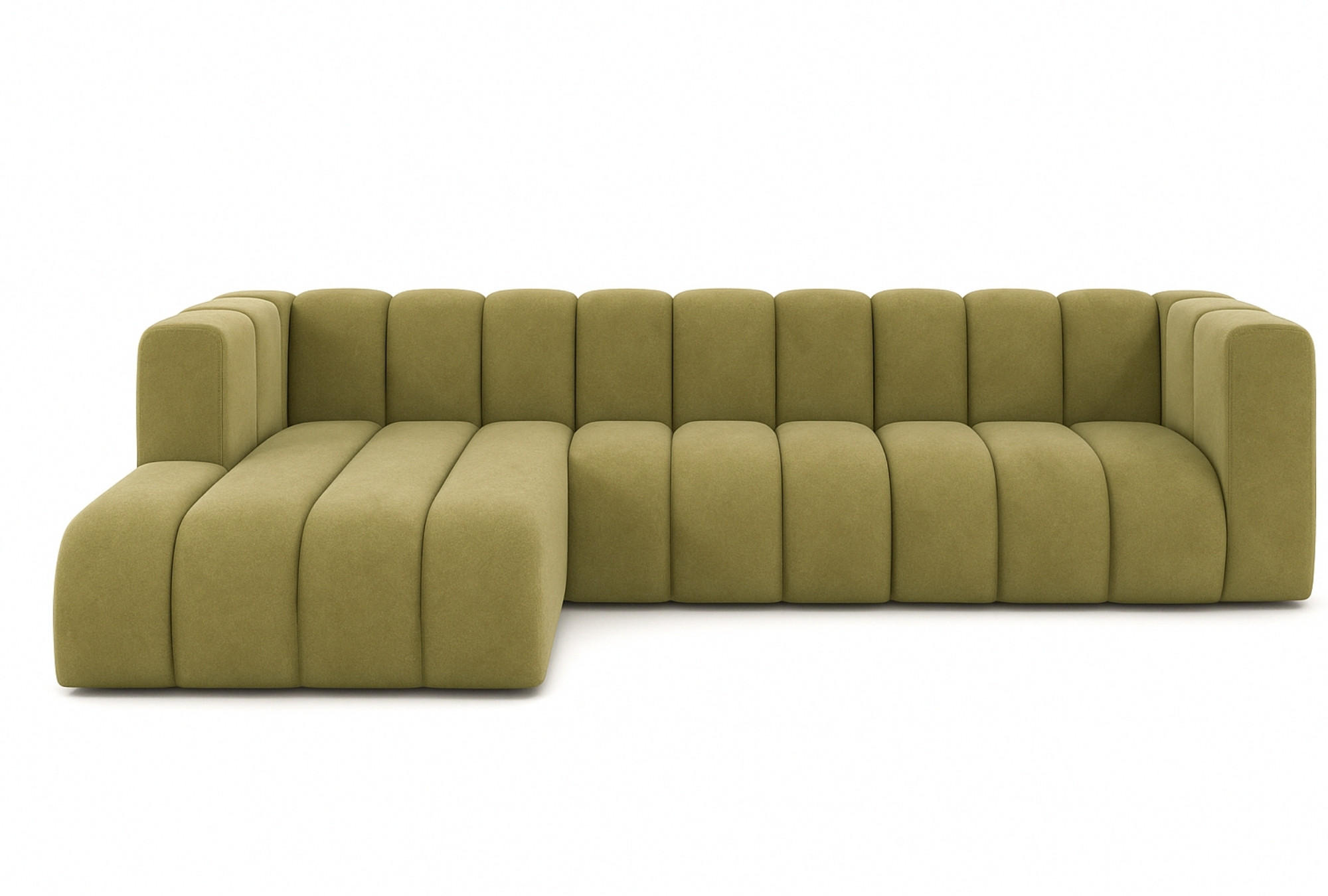 ECKSOFA L-Form GRAND 318 cm, Stoff Salvador, Olive, Links - Olivgrün, Holz (318/179cm) - Kaiser Möbel
