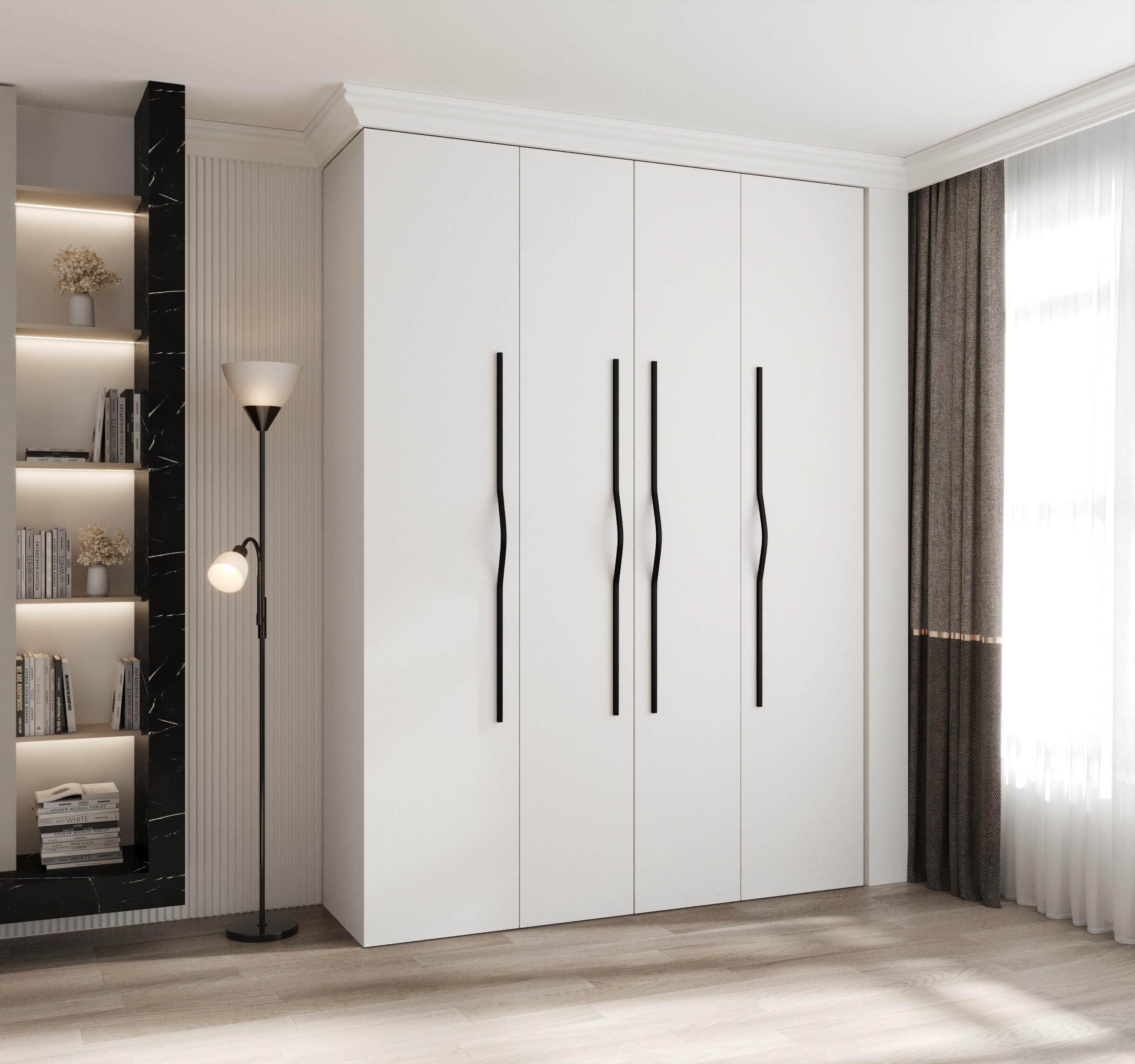 DREHTÜRENSCHRANK 245,5/180/40 4-türig - Schwarz/Weiß, Holz/Metall (180/245.5/40cm) - Abiks Möbel