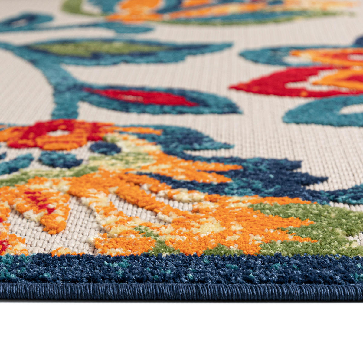 TEPPICH Outdoor Bunte Pflanzlich Kurzflor Rechteckig Moderne - 80x150 cm - Multicolor, Textil (80/150cm) - Mazovia