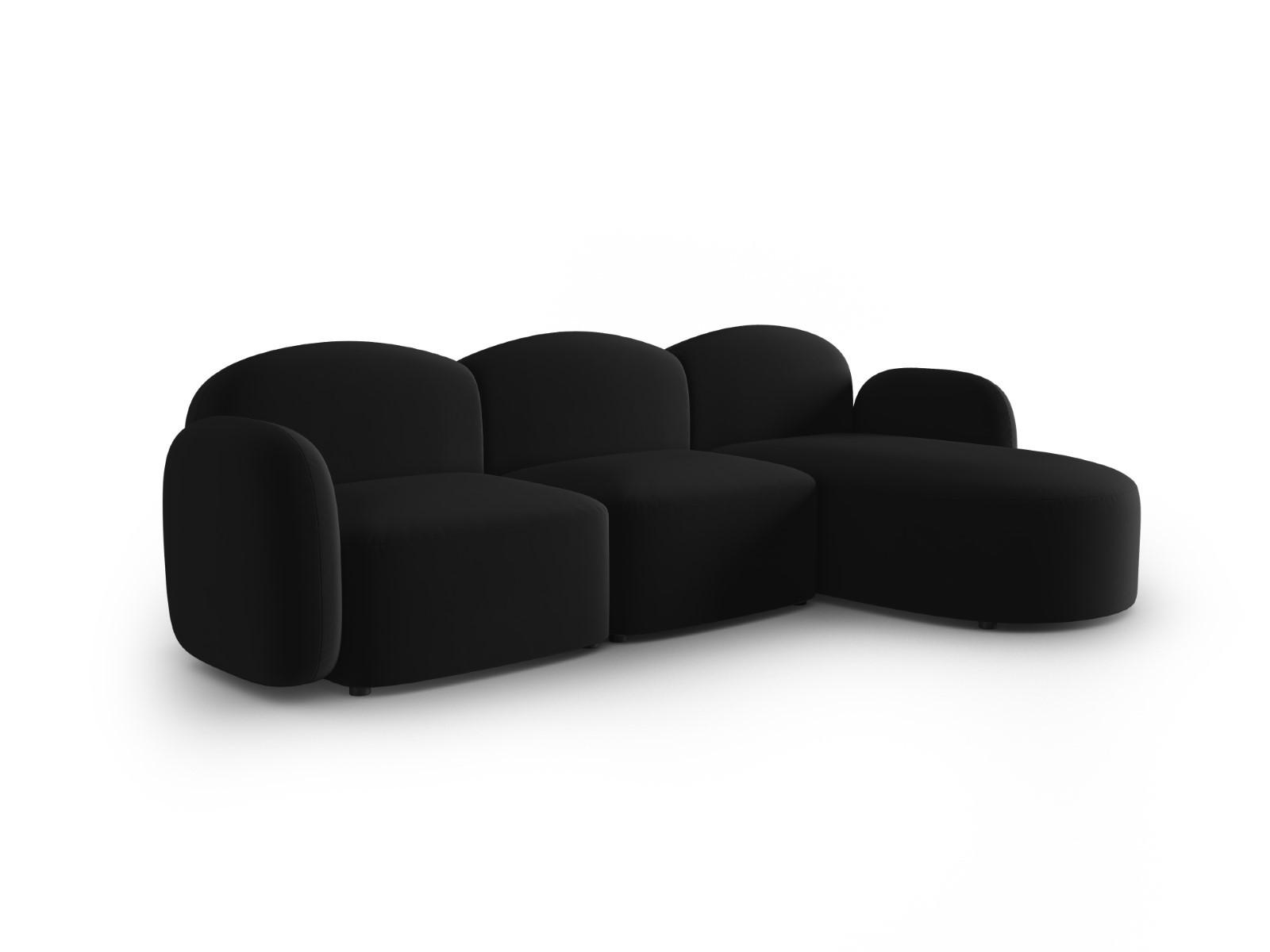 ECKSOFA rechts Blair aus Samt schwarz 4 Sitzplätze - Schwarz, Textil (155/272cm) - Micadoni