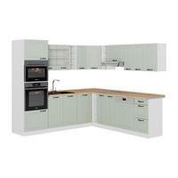 ECKKÜCHE R-Line, Mint Landhaus/Weiß, 247 x 237 cm - Weiß/Grün, Holzwerkstoff (247/206.8/60cm) - Vicco