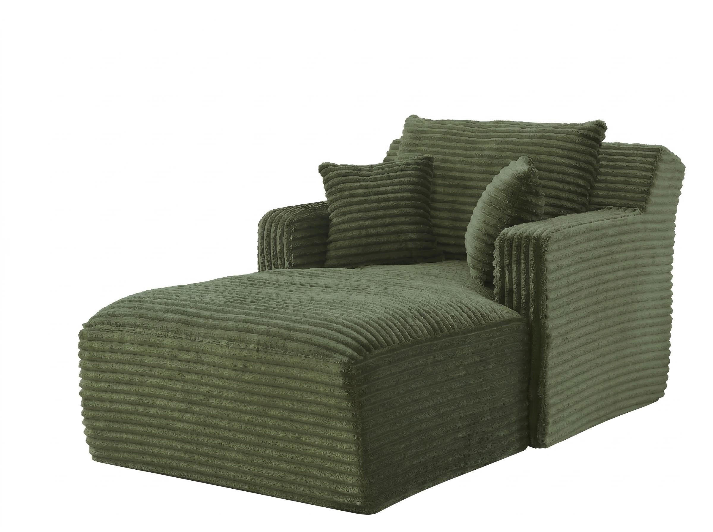 RELAXSESSEL aus Cord Modulare Chaiselongue & ohne Montage - Grün, Textil (32.99/127/32.99cm) - Urban Meuble