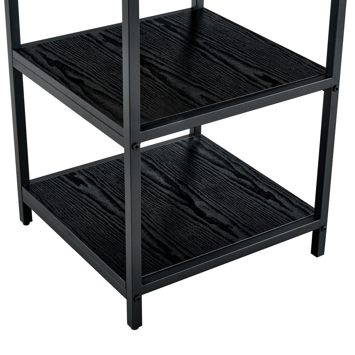 ESSTISCH 107/107/75 cm schwarz aus MDF und Metall mit 2 offenen Ablagen - Schwarz, Holzwerkstoff (107/107/75cm) - OKWISH