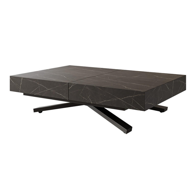 COUCHTISCH SANELLE X ausziehbar mit Liftfunktion, 120/80/76 cm Schwarz/Grigia Pietra (Steingrau) - Schwarz/Grau, Holzwerkstoff/Metall (120/80/27cm) - Idohome