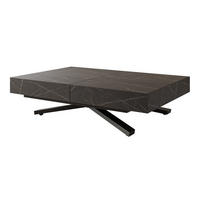 COUCHTISCH SANELLE X ausziehbar mit Liftfunktion, 120/80/76 cm Schwarz/Grigia Pietra (Steingrau) - Schwarz/Grau, Holzwerkstoff/Metall (120/80/27cm) - Idohome