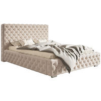 POLSTERBETT 140x200 mit Bettkasten Adonis, Glamour, Beige - Beige, Holz/Textil (140/200cm) - Emporius