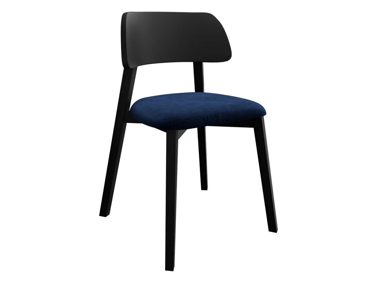 POLSTERSTUHL Dario, Holzfarbe: Schwarz - Blau/Schwarz, Holz/Textil (47/80/50cm) - MIRJAN24