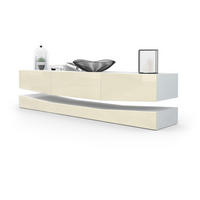 LOWBOARD City Fronten in Creme Hochglanz - Creme, Holzwerkstoff (178/48/39cm) - Vladon