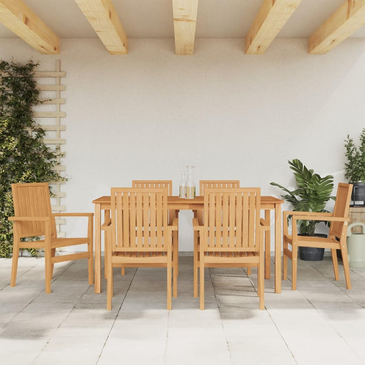 GARTEN-ESSGRUPPE 7Er Set Massivholz Teak - Braun, Holz - vidaXL
