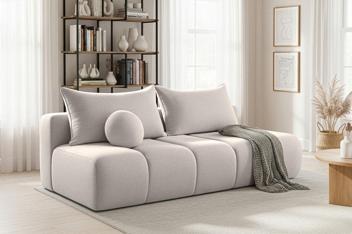 SCHLAFSOFA Milla mit Bettkasten, Sand Beige 205/97/85 cm - Beige, Textil/Metall (205/97/85cm) - WFL GROUP