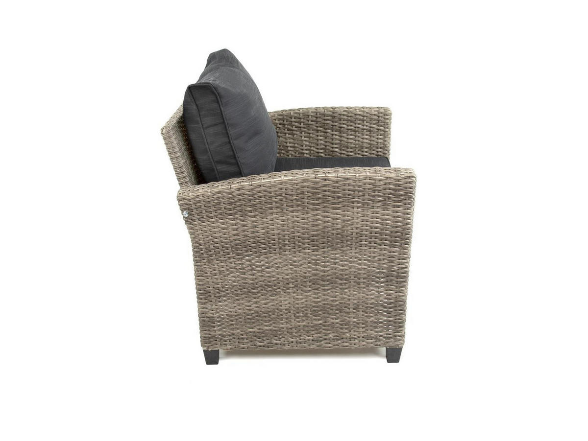 GARTEN-ESSGRUPPE Madeira II Grau Polyrattan für 7 Personen - Braun, Kunststoff - Green Spirit