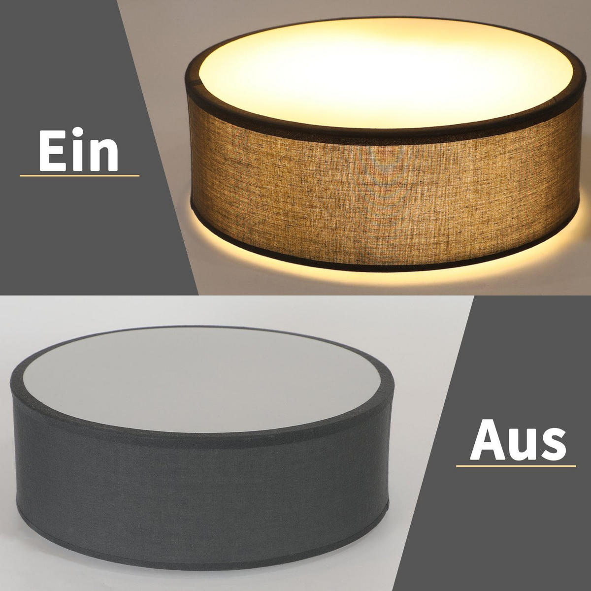 LED-DECKENLEUCHTE Ylrend 30.0/30.0/5.0 cm - Grau, Textil (30/30/5cm) - ZMH