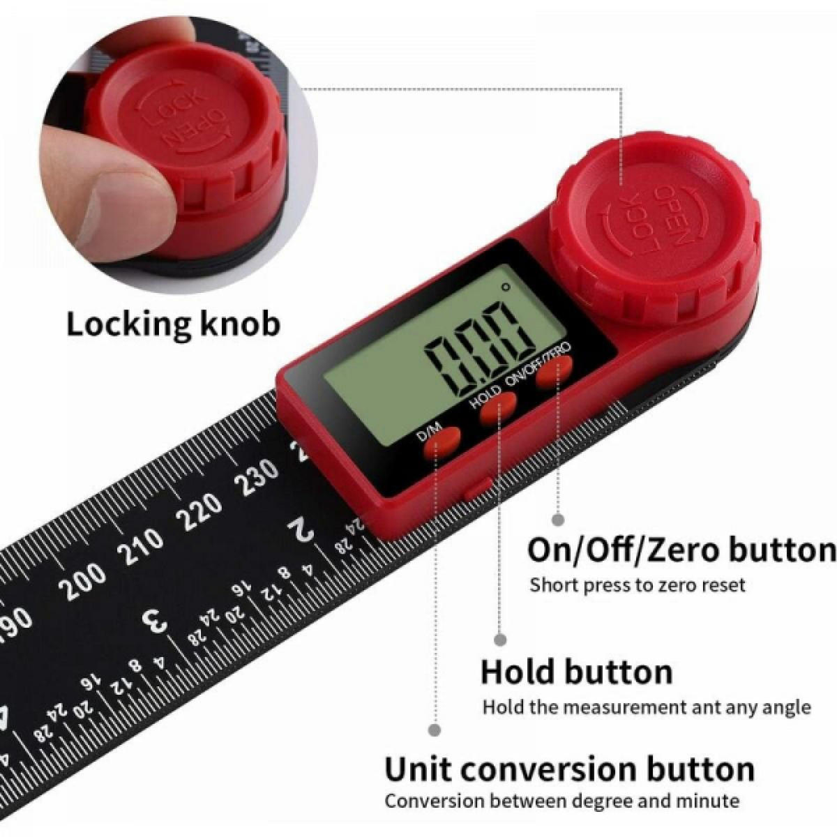 MESSLINEAL – mit großem LCD-Bildschirm (200 mm) - Multicolor, Kunststoff (22/3.5/1cm) - DCA