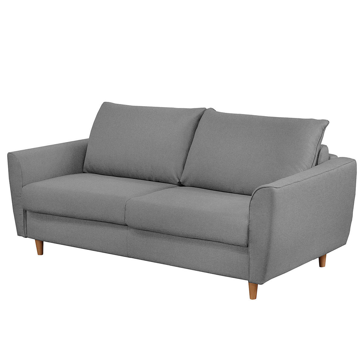 SCHLAFSOFA mit Matratze - Webstoff - Buchefarben/Grau, Buchenholz/Textil (195/90/102cm) - home24