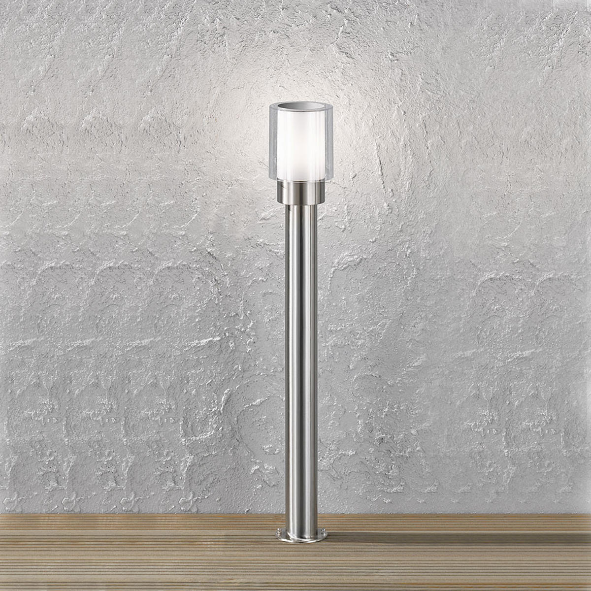 STEHLEUCHTE Edelstahl Silber Weiß 2er Set - Silberfarben, Metall (12/12/80cm)