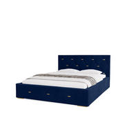 POLSTERBETT Golden Premium 160x200 cm, Doppelbett mit Bettkasten und Lattenrost aus Holz, Velourstoff: Blau - Dunkelblau, Holz/Textil (160/200cm) - Marpur