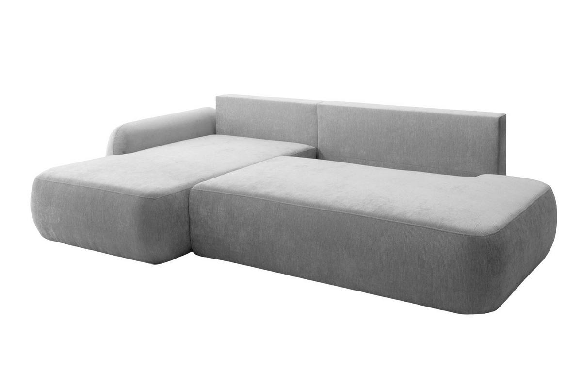 ECKSOFA Mit Schlaffunktion Und Bettkasten, Velvet-Stoff Vena, Grau, Links, HELA I - Grau, Holz (302/184cm) - Kaiser Möbel
