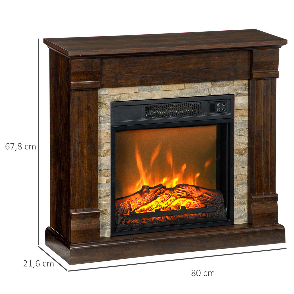 ELEKTROKAMIN DE-17056 1800 W mit 3D-Flamme & Regal Braun - Braun, Metall (80/67.8/21.6cm) - ComfortXL