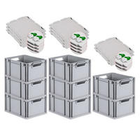 EUROBOX 8x Nextgen Economy Mit Scharnierdeckel Grau/GrünGriffe Offen 20 Liter - Grün, Kunststoff (30/22/40cm) - PROREGAL