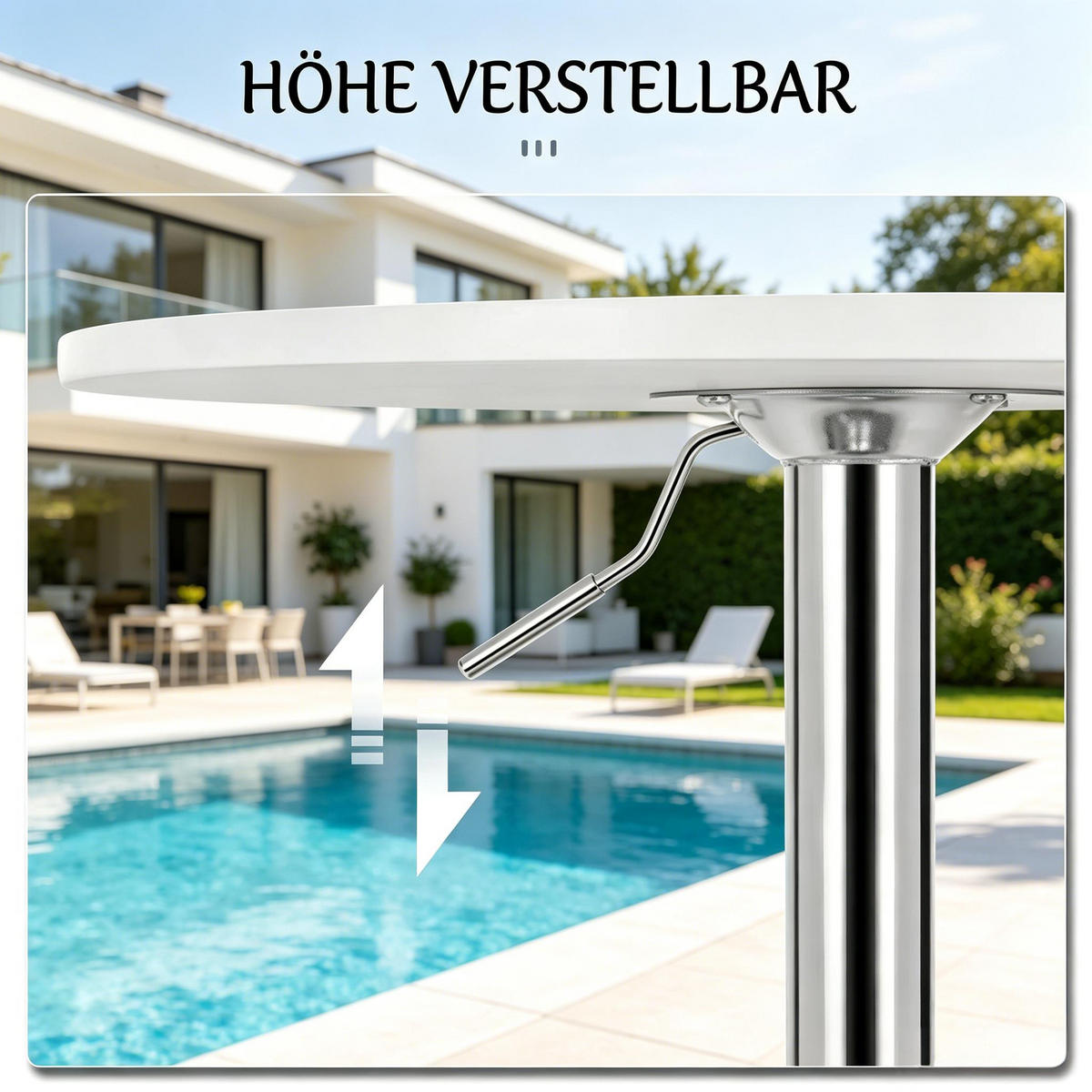 BARTISCH DE-37252 rund höhenverstellbar mit Chromgestell Weiß - Weiß, Holzwerkstoff (60/60/88cm) - ComfortXL