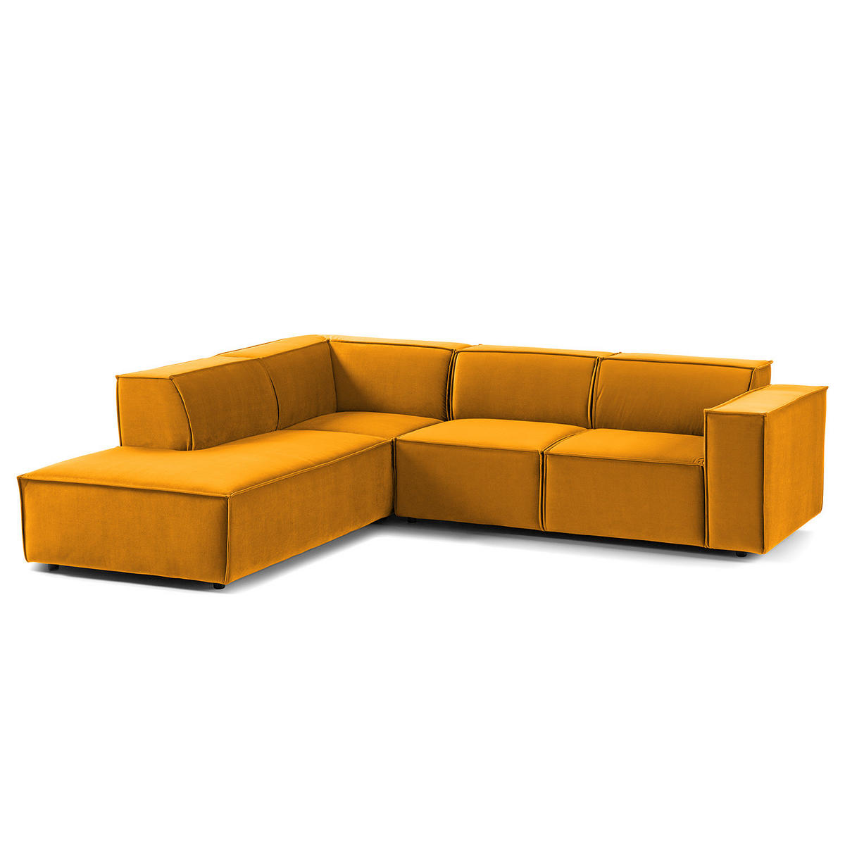 ECKSOFA mit Ottomane - Gelb/Schwarz, Kunststoff/Textil (260/234cm) - home24