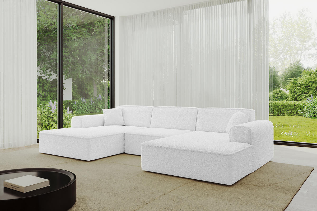 WOHNLANDSCHAFT IREA-U1-v3 - 303x171x79 cm Weiß - Weiß, Holzwerkstoff/Textil (303/79/171cm) - ALTDECOR