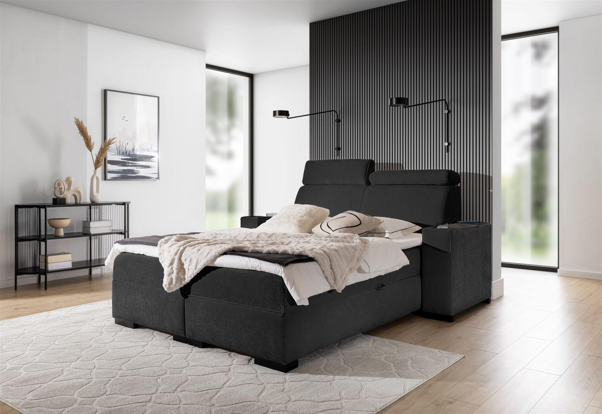 BOXBETT Nestor Dress Me Set.1 - Schwarz, Holzwerkstoff/Textil (120/200cm) - Fun Möbel