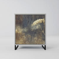 SIDEBOARD GENTLE POWER, Grau, 57,5x42x67,5 cm, Schwarze Metall-Rahmenfüße - Multicolor/Schwarz, Holzwerkstoff/Metall (57.5/67.5/42cm) - SpaceRebels