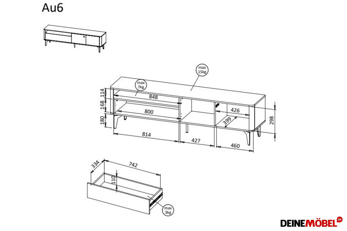 TV-LOWBOARD AURO 06 180/51/40 cm in Kaschmir / Royal Nussbaum - Kaschmir/Nussbaumfarben, Holzwerkstoff (180/51/40cm) - Deine Möbel 24