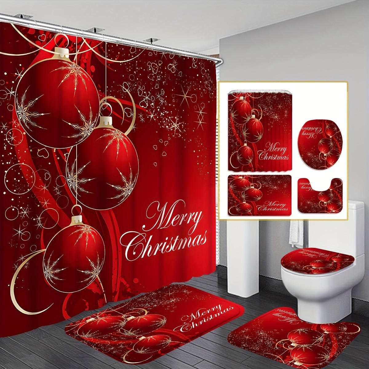 Mcboson Duschvorhang Rot 180x180 cm